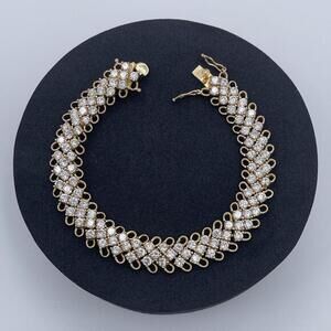 Vintage JBK Camrose & Kross Gold Vermeil CZ Bracelet 925 Jacqueline Kennedy